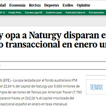 Telxius y opa a Naturgy disparan el mercado transaccional en enero un 262,2 %